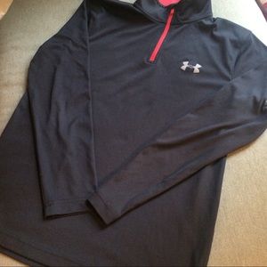 UNDER ARMOUR HEATGEAR 1/4ZIP BLACK RED YOUTH LARGE
